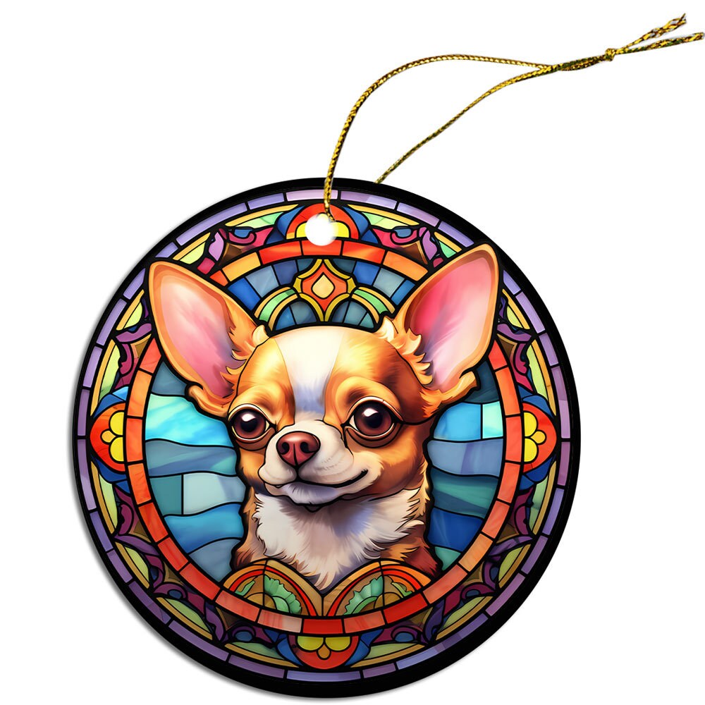 Dog Breed Christmas Ornament Stained Glass Style, 