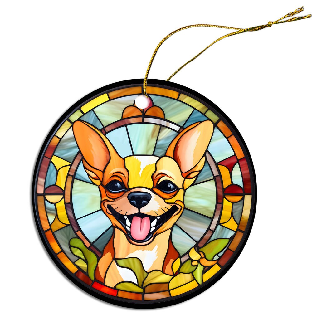 Dog Breed Christmas Ornament Stained Glass Style, 