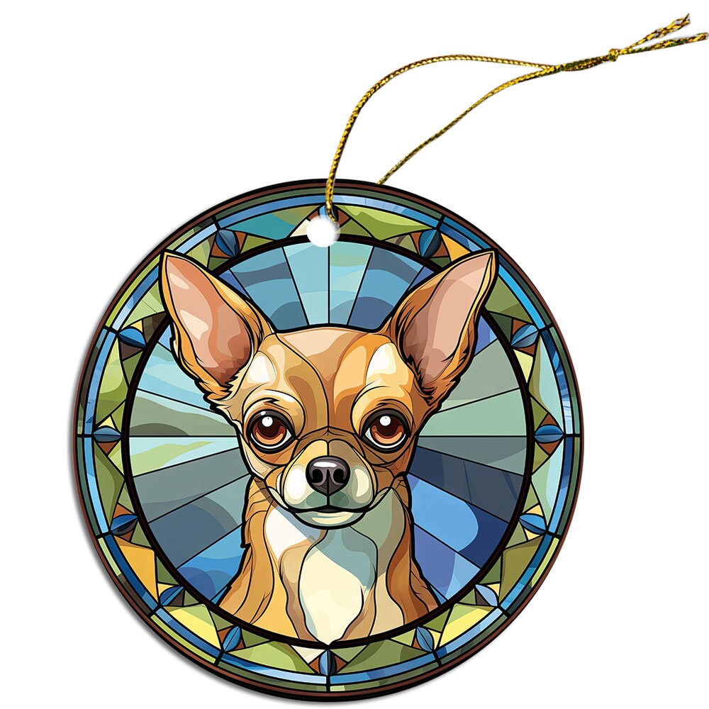 Dog Breed Christmas Ornament Stained Glass Style, 