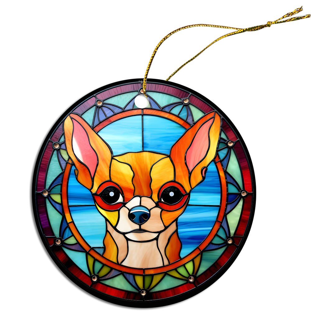 Dog Breed Christmas Ornament Stained Glass Style, 