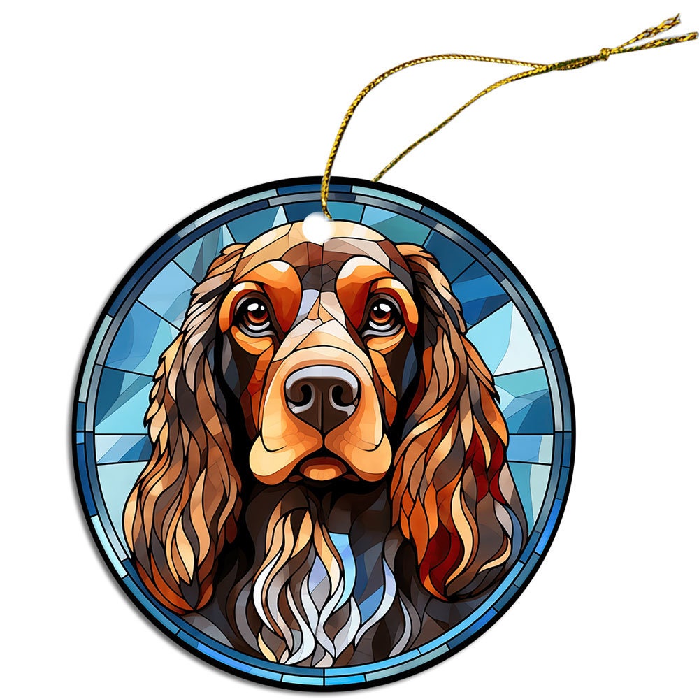 Dog Breed Christmas Ornament Stained Glass Style, 