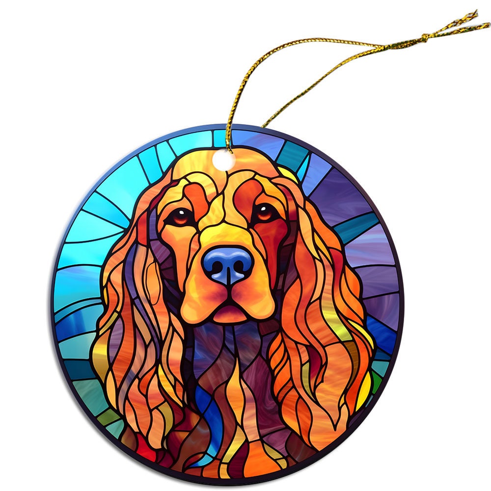 Dog Breed Christmas Ornament Stained Glass Style, 