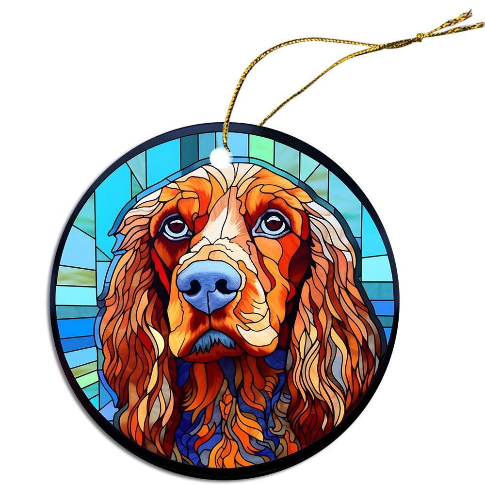 Dog Breed Christmas Ornament Stained Glass Style, 