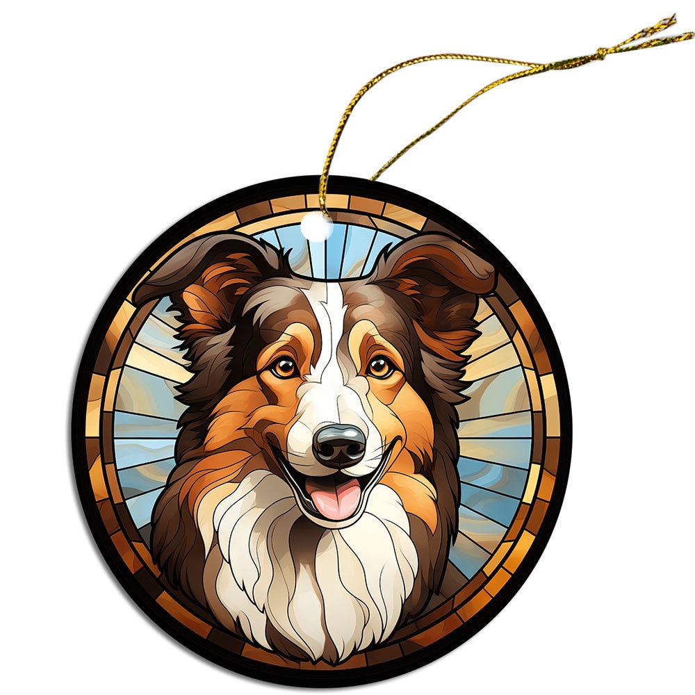 Dog Breed Christmas Ornament Stained Glass Style, 