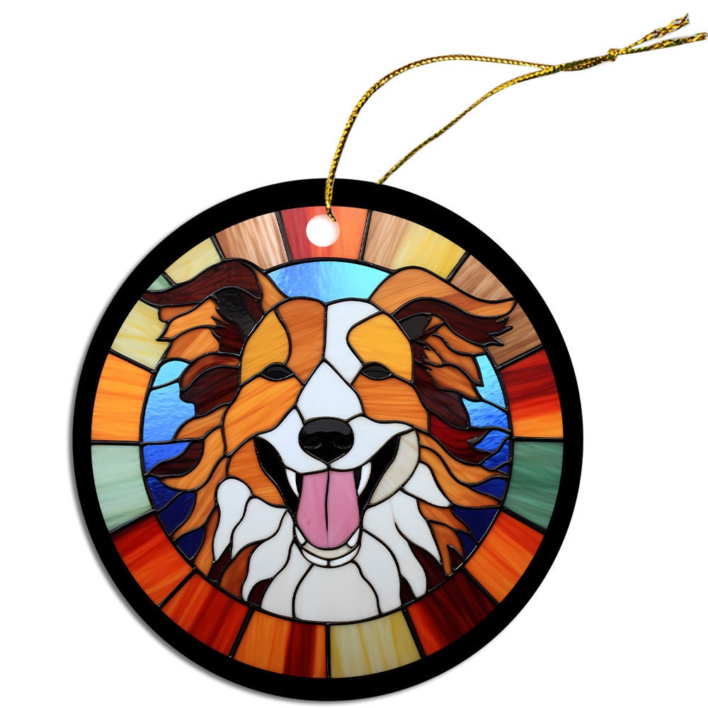 Dog Breed Christmas Ornament Stained Glass Style, 