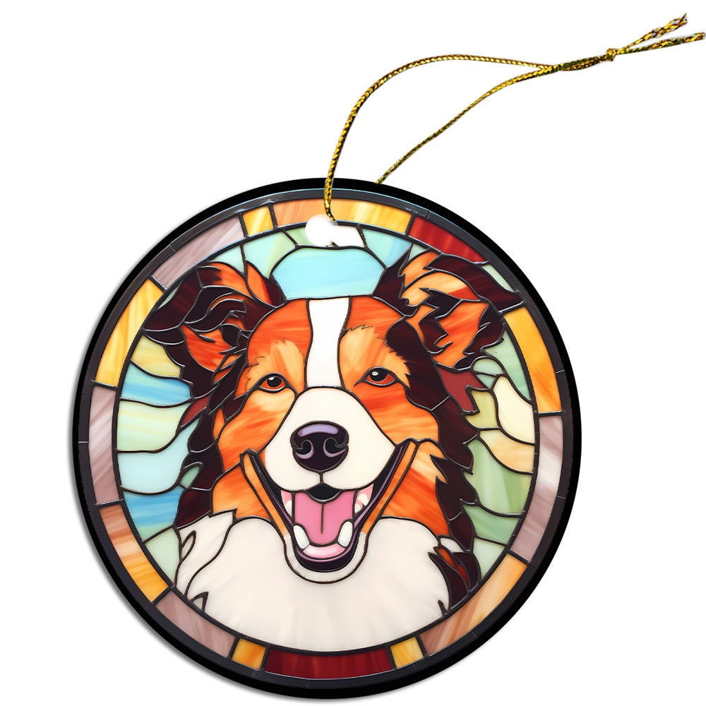 Dog Breed Christmas Ornament Stained Glass Style, 