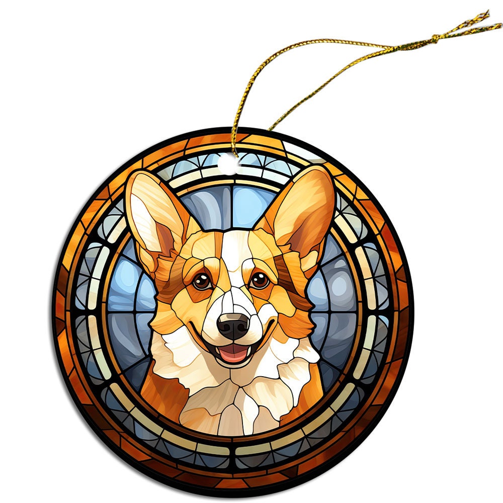 Dog Breed Christmas Ornament Stained Glass Style, 