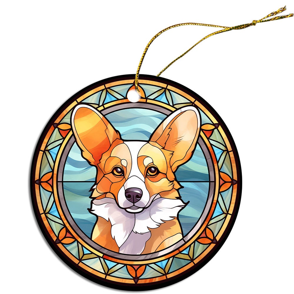 Dog Breed Christmas Ornament Stained Glass Style, 