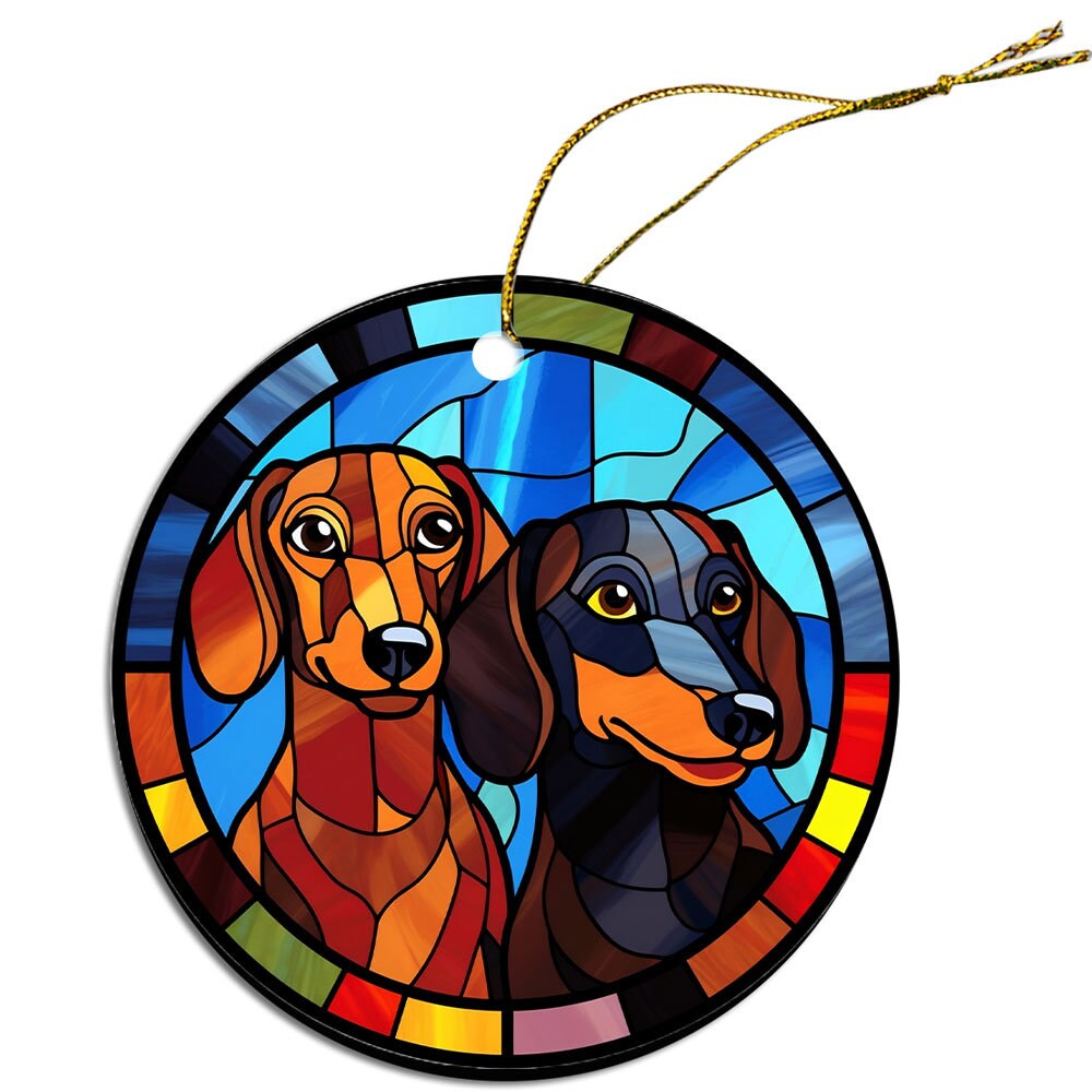 Dog Breed Christmas Ornament Stained Glass Style, 