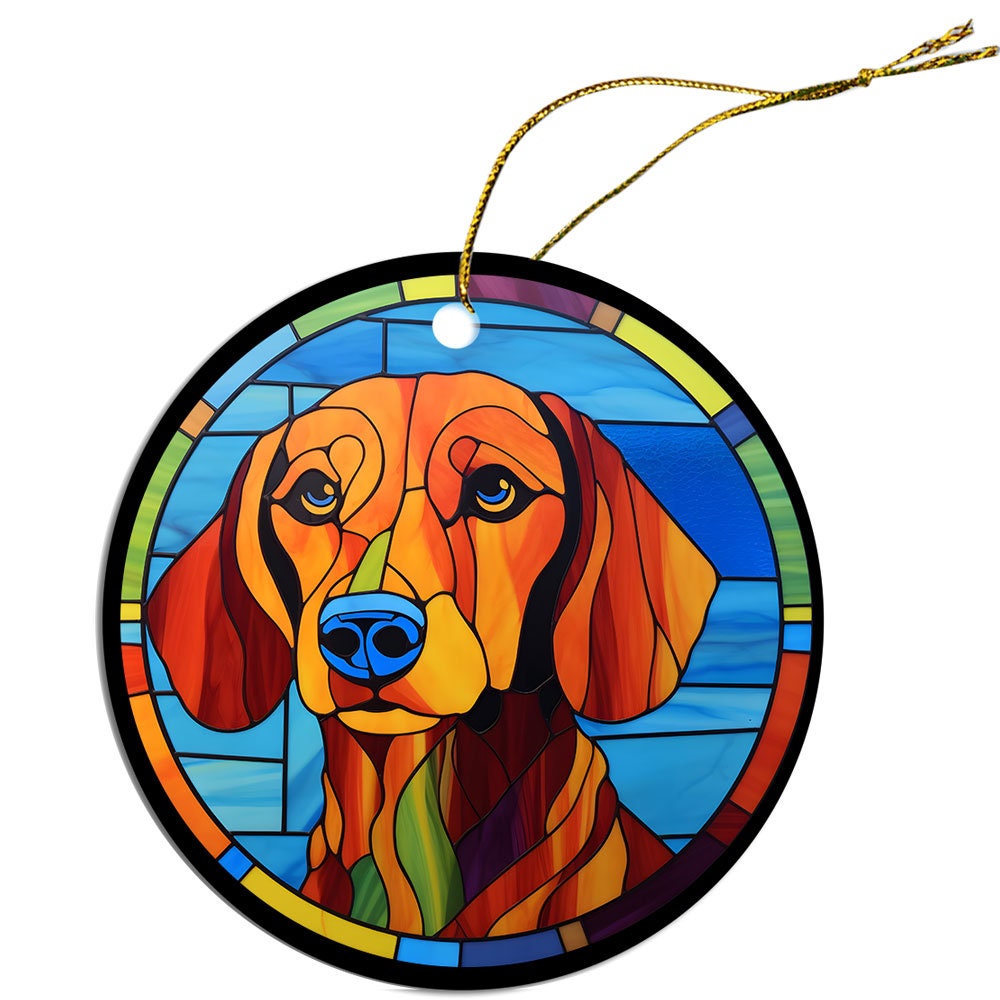 Dog Breed Christmas Ornament Stained Glass Style, 