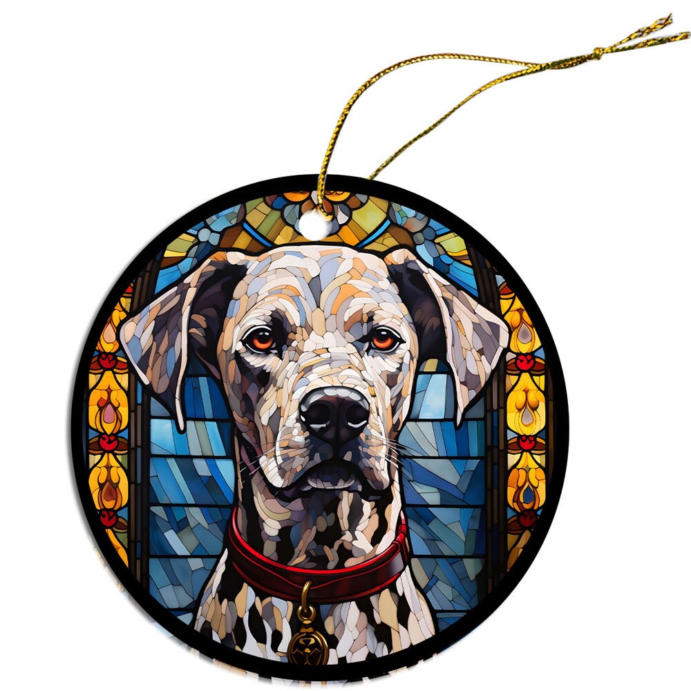 Dog Breed Christmas Ornament Stained Glass Style, 