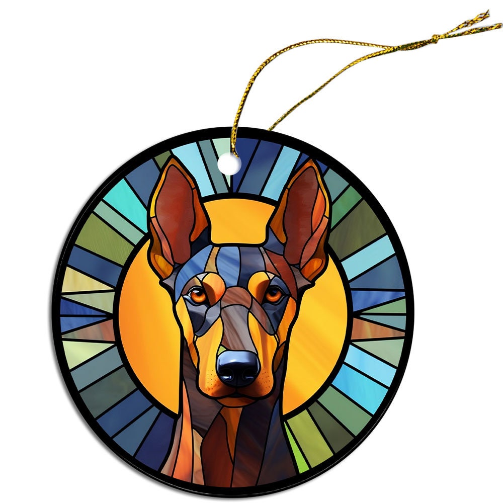 Dog Breed Christmas Ornament Stained Glass Style, 