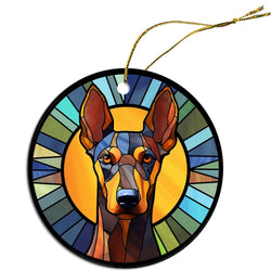 Dog Breed Christmas Ornament Stained Glass Style, "Doberman"