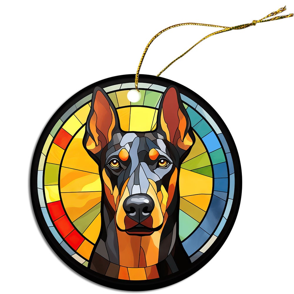 Dog Breed Christmas Ornament Stained Glass Style, 