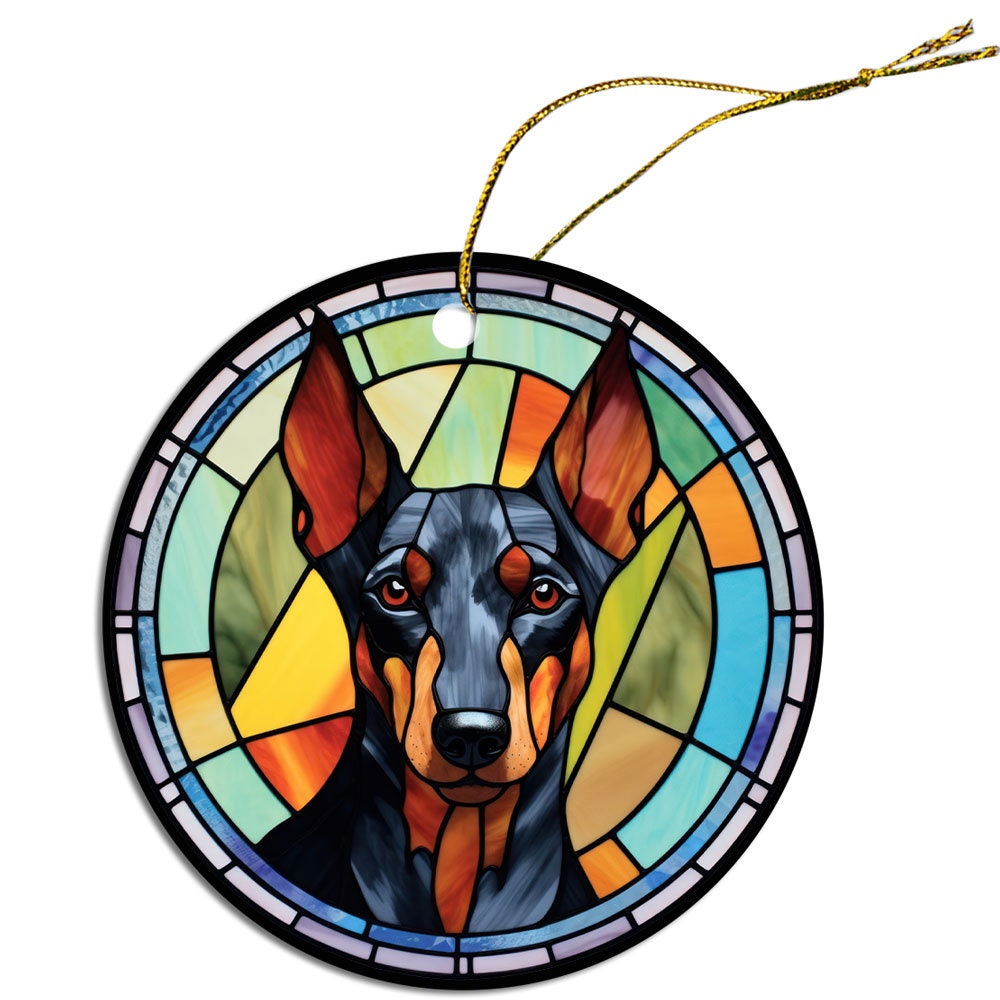 Dog Breed Christmas Ornament Stained Glass Style, 