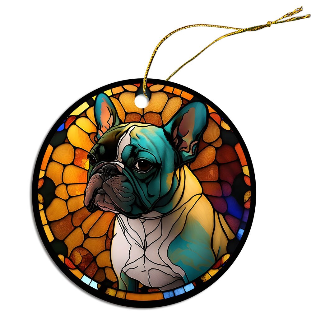 Dog Breed Christmas Ornament Stained Glass Style, 