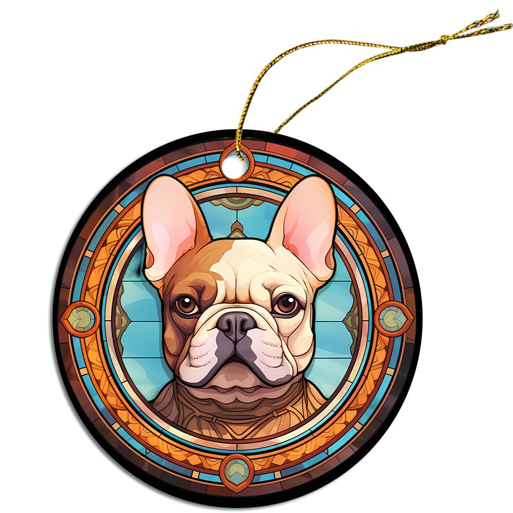 Dog Breed Christmas Ornament Stained Glass Style, 