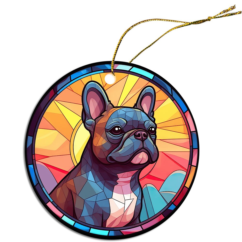 Dog Breed Christmas Ornament Stained Glass Style, 