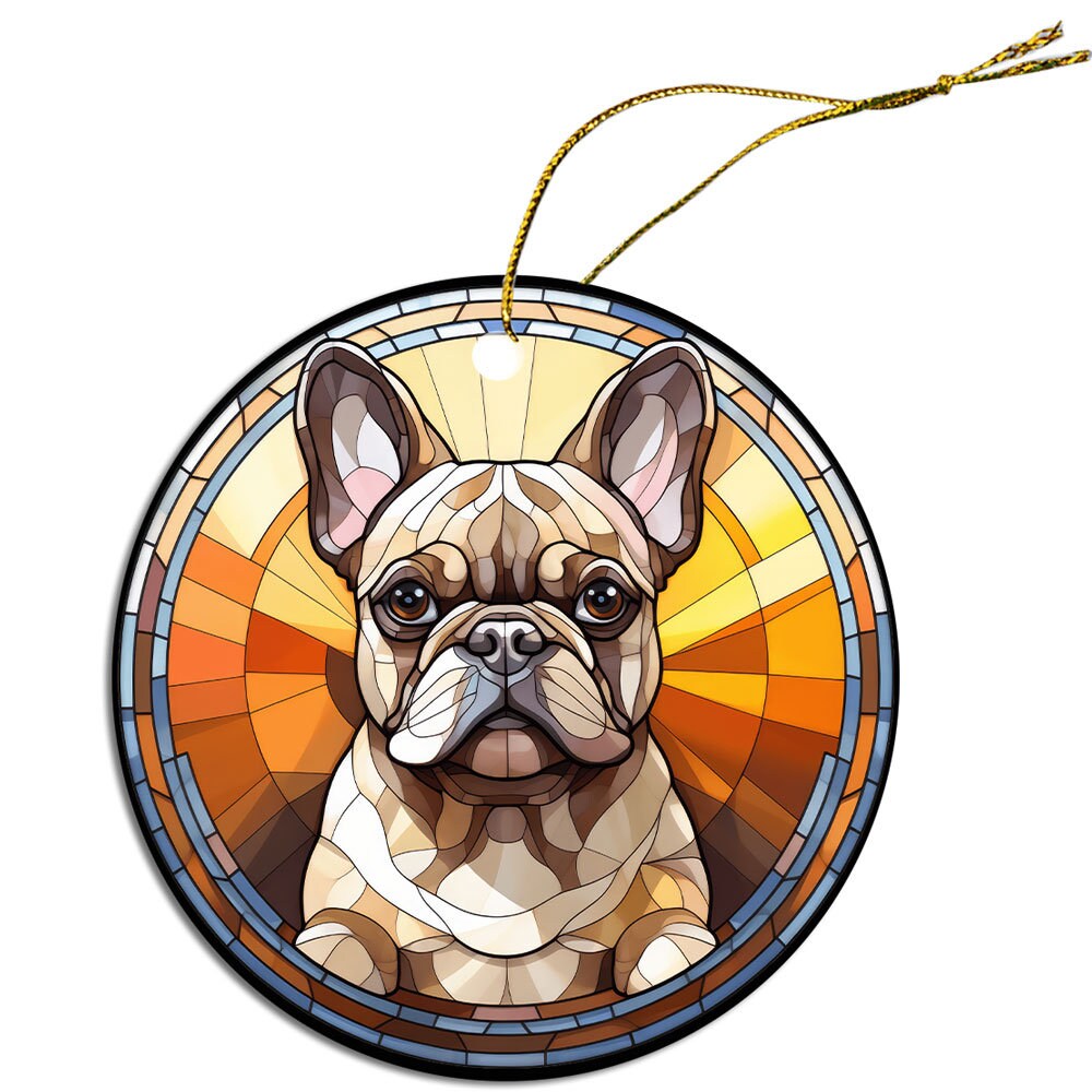 Dog Breed Christmas Ornament Stained Glass Style, 