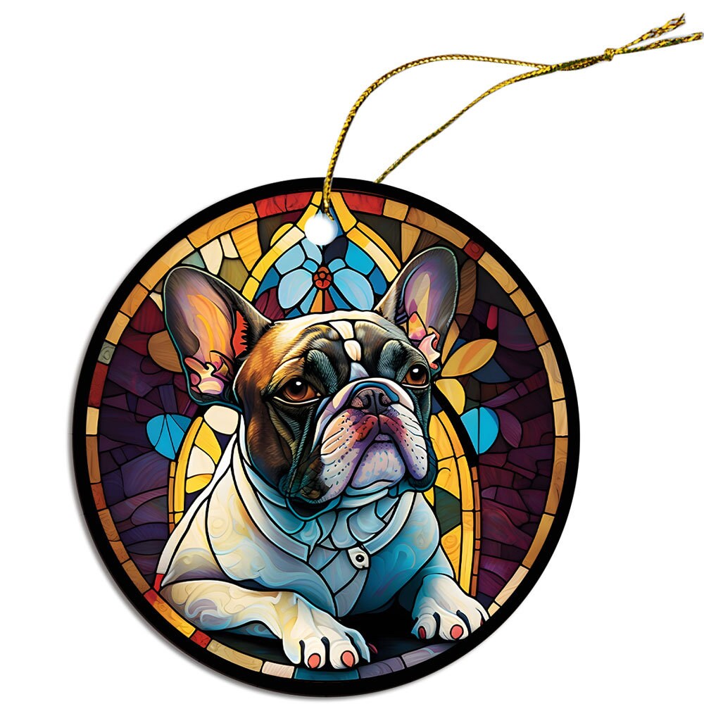 Dog Breed Christmas Ornament Stained Glass Style, 