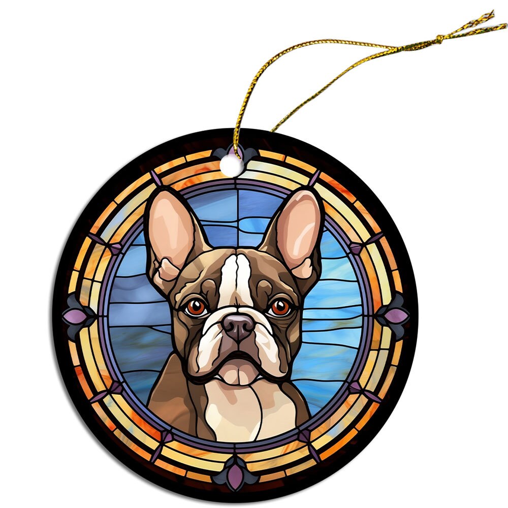 Dog Breed Christmas Ornament Stained Glass Style, 