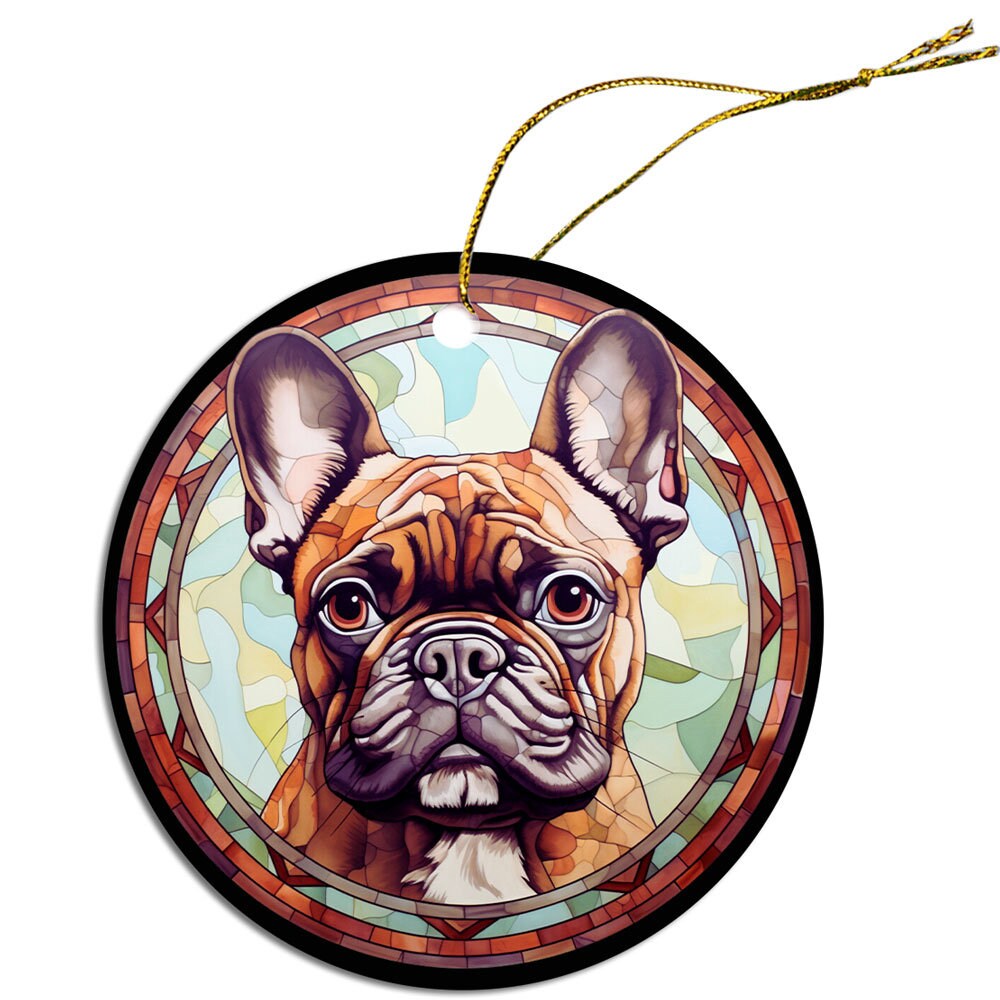 Dog Breed Christmas Ornament Stained Glass Style, 