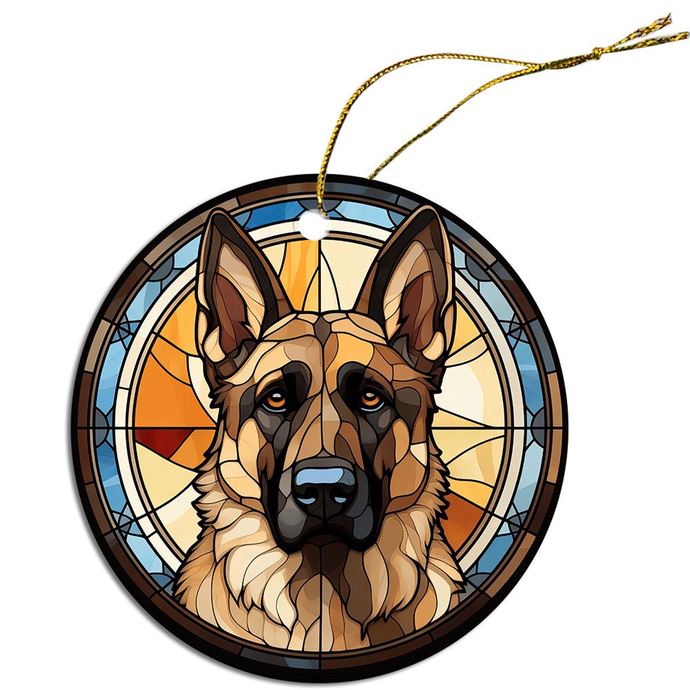 Dog Breed Christmas Ornament Stained Glass Style, 