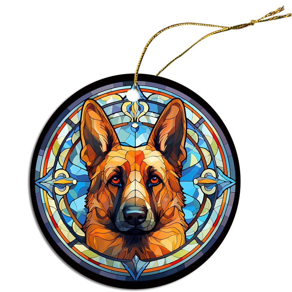 Dog Breed Christmas Ornament Stained Glass Style, 