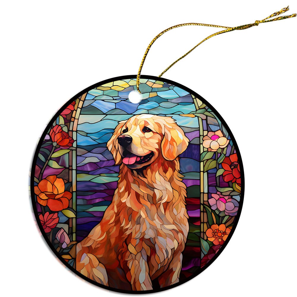 Dog Breed Christmas Ornament Stained Glass Style, 