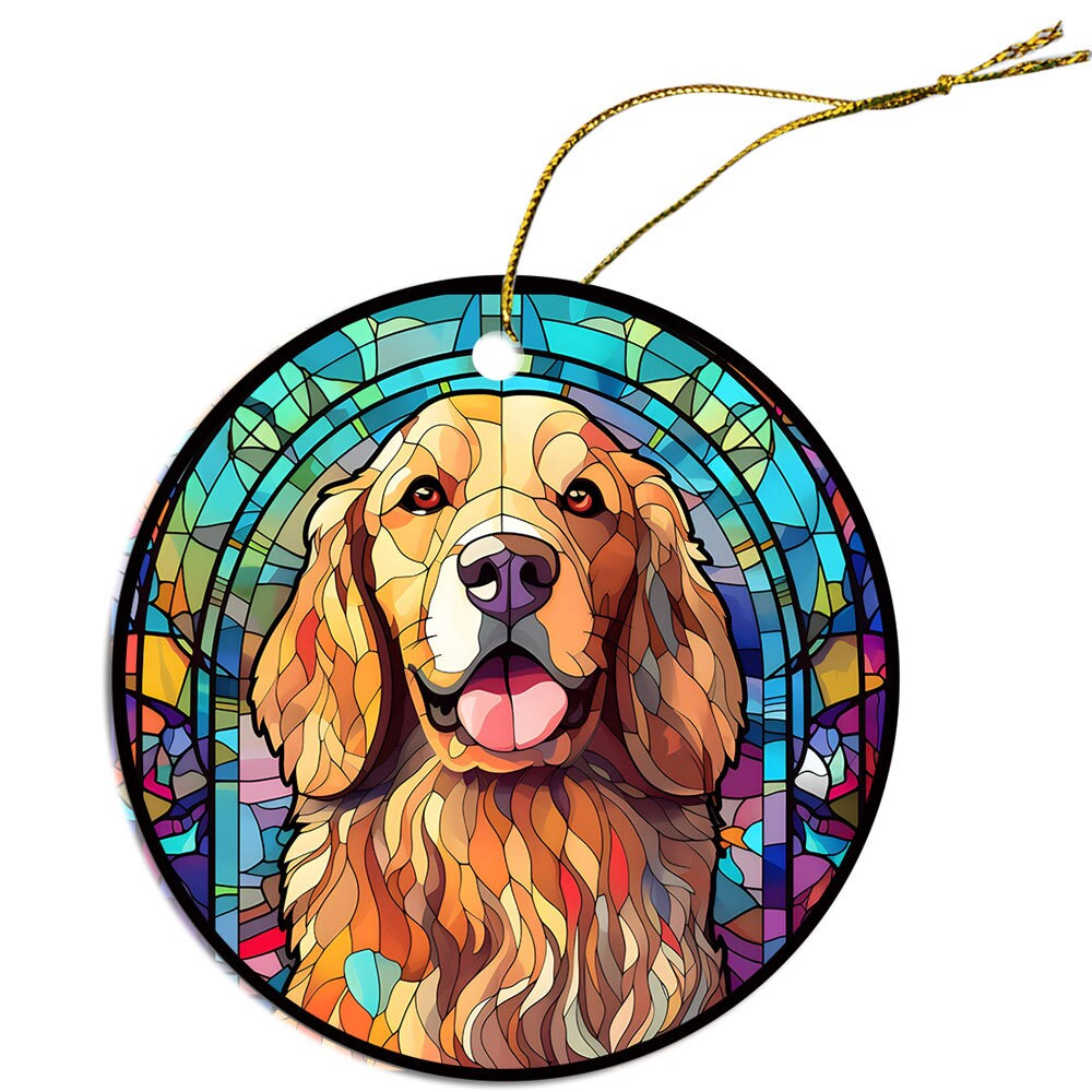 Dog Breed Christmas Ornament Stained Glass Style, 