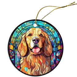 Dog Breed Christmas Ornament Stained Glass Style, "Golden Retriever"