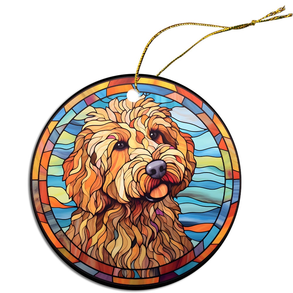 Dog Breed Christmas Ornament Stained Glass Style, 