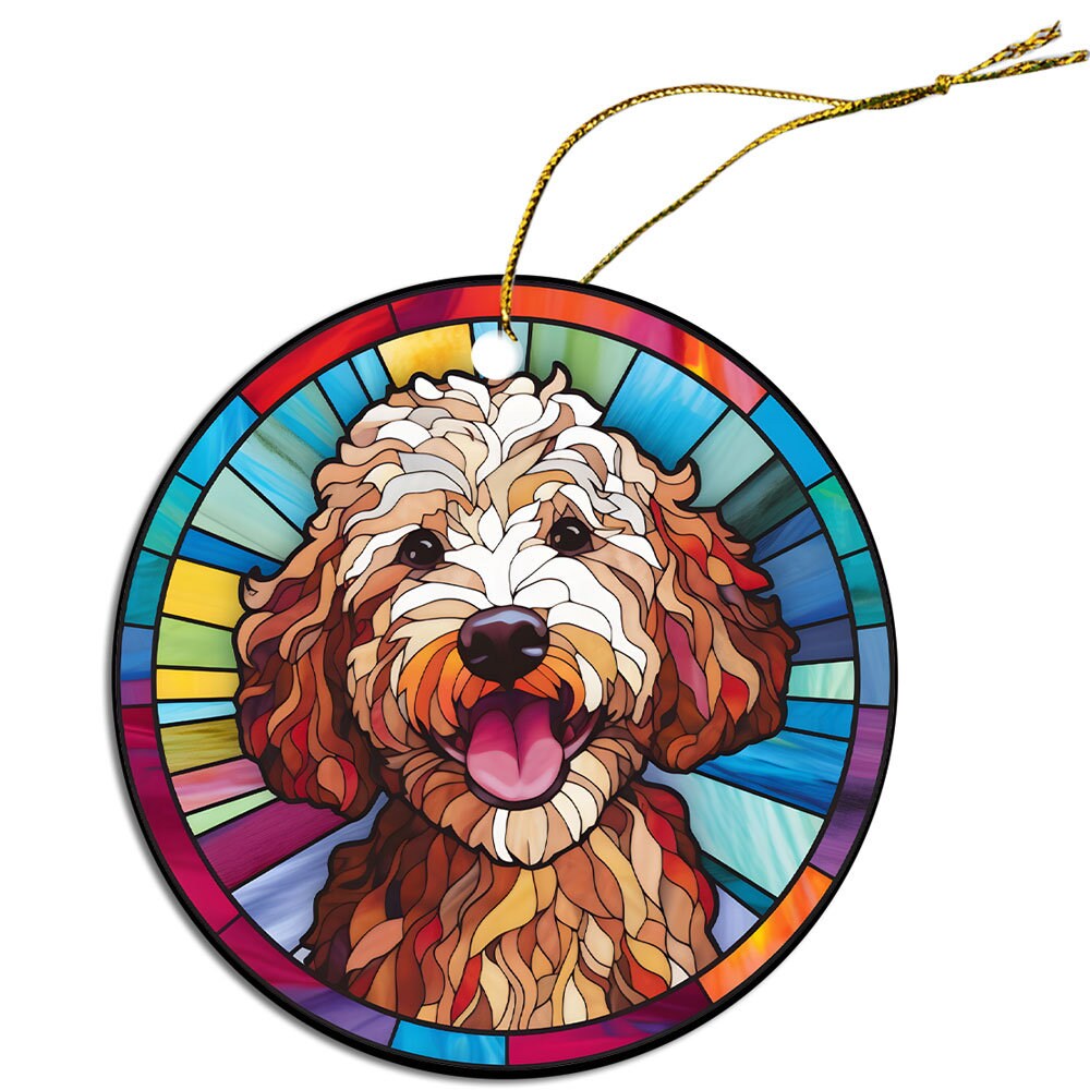 Dog Breed Christmas Ornament Stained Glass Style, 