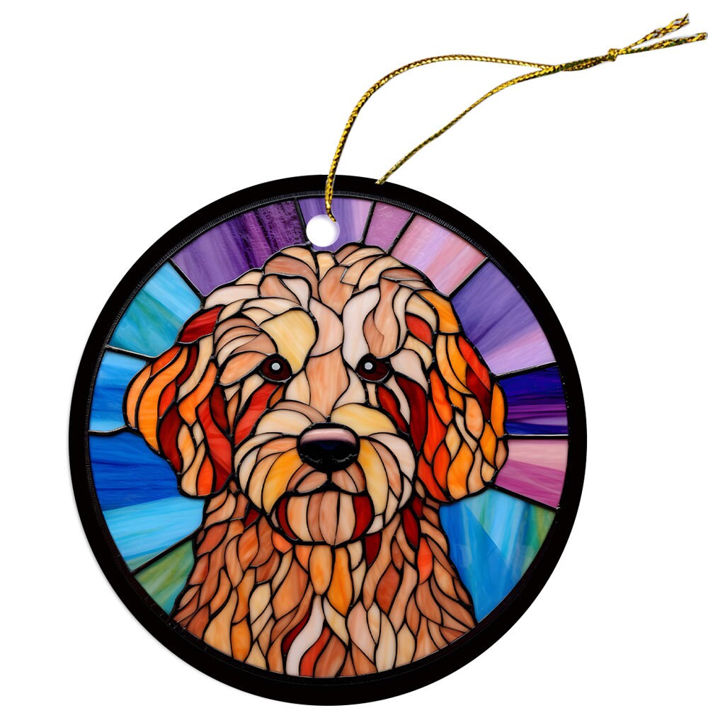 Dog Breed Christmas Ornament Stained Glass Style, 