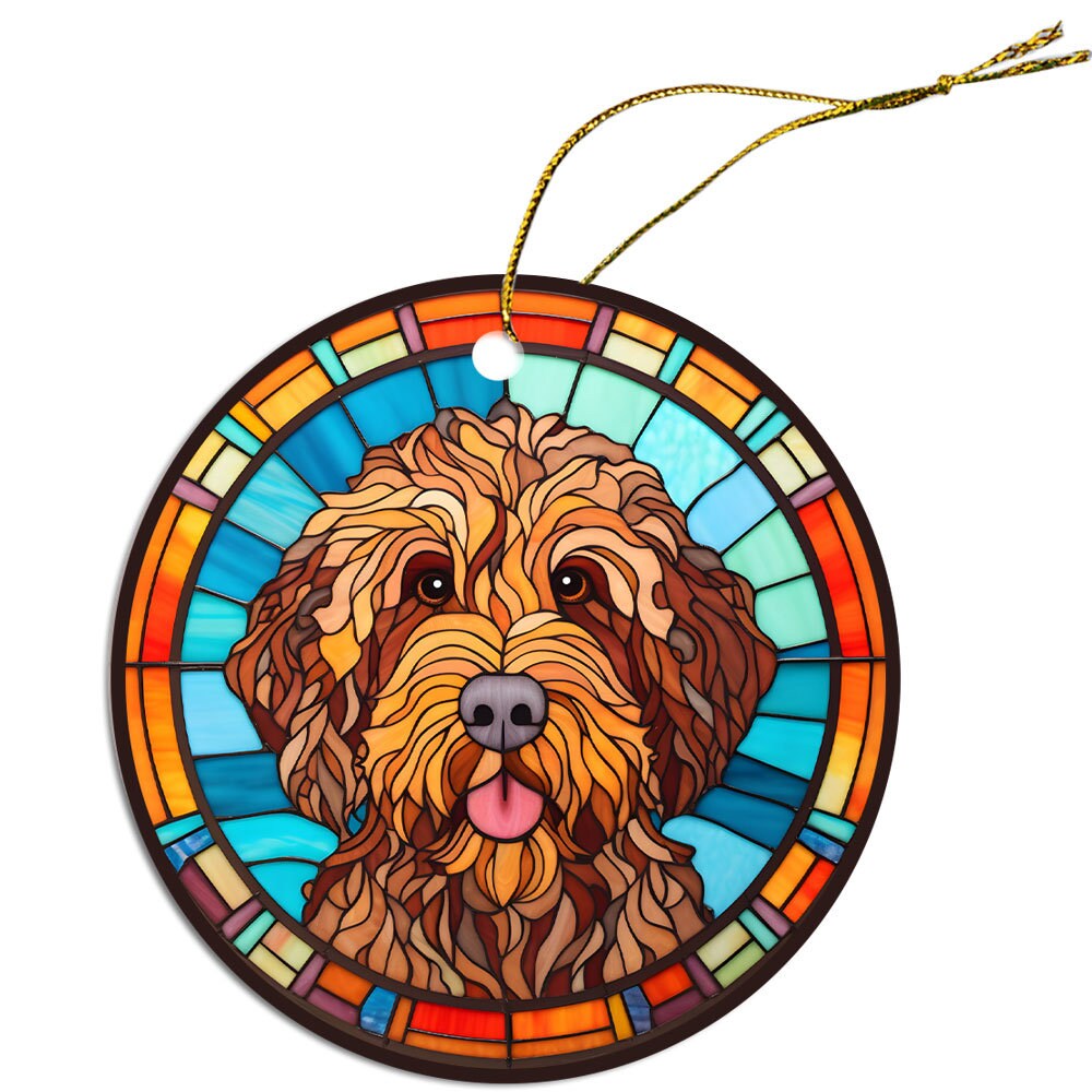 Dog Breed Christmas Ornament Stained Glass Style, 