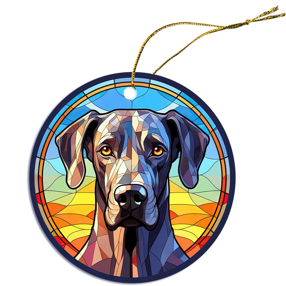 Dog Breed Christmas Ornament Stained Glass Style, 