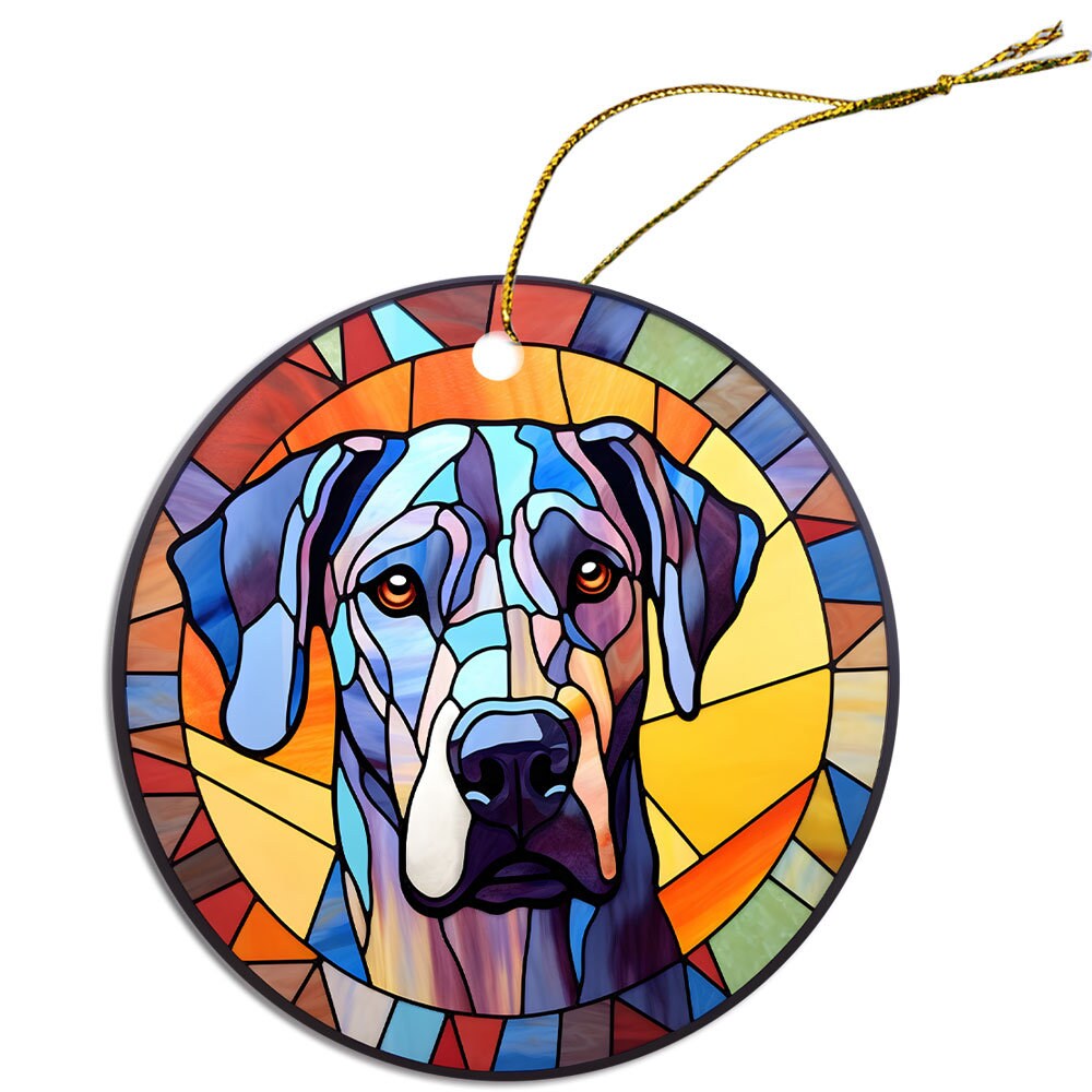 Dog Breed Christmas Ornament Stained Glass Style, 