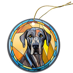 Dog Breed Christmas Ornament Stained Glass Style, "Great Dane"