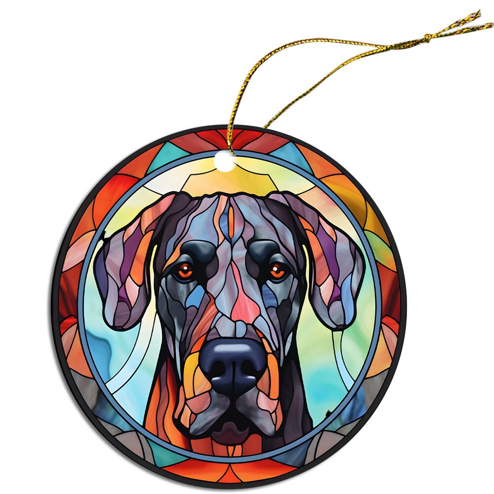 Dog Breed Christmas Ornament Stained Glass Style, 