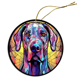 Dog Breed Christmas Ornament Stained Glass Style, "Great Dane"