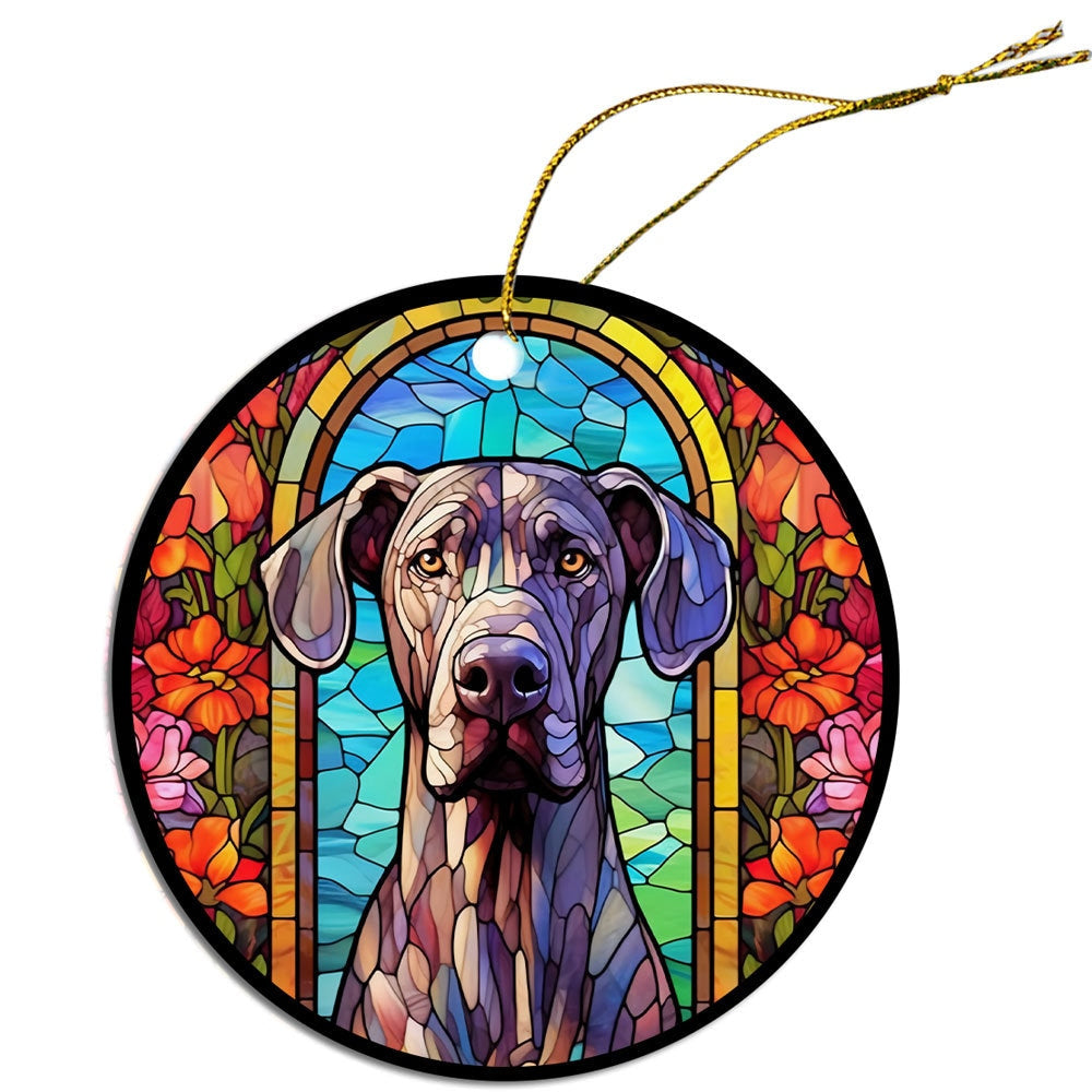 Dog Breed Christmas Ornament Stained Glass Style, 