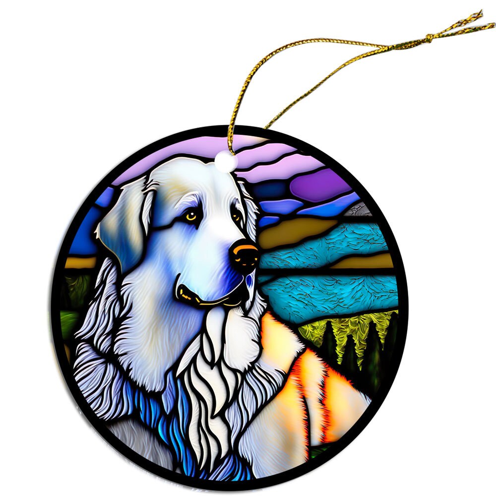 Dog Breed Christmas Ornament Stained Glass Style, 