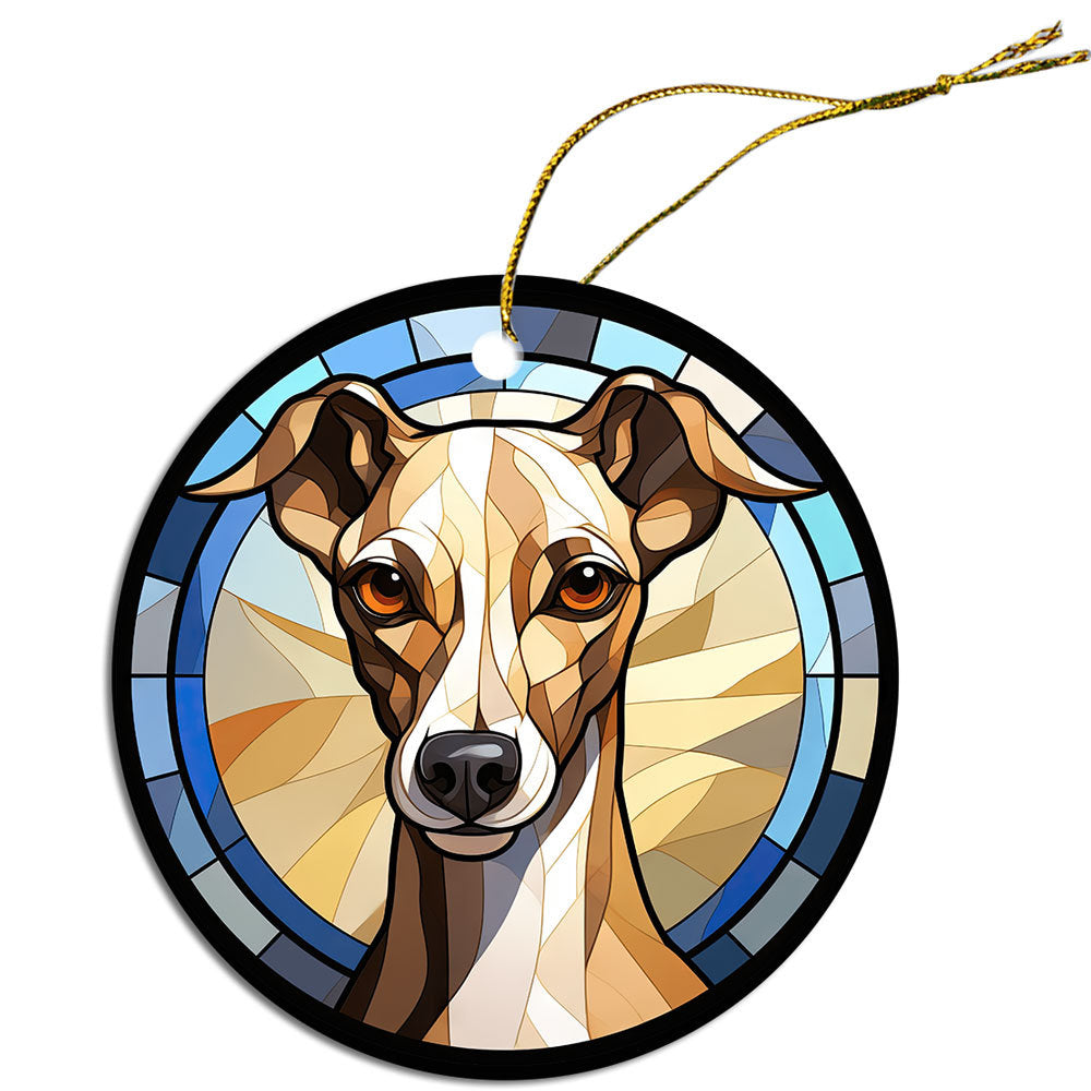 Dog Breed Christmas Ornament Stained Glass Style, 