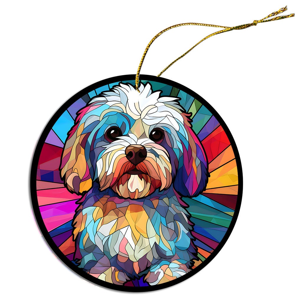 Dog Breed Christmas Ornament Stained Glass Style, 