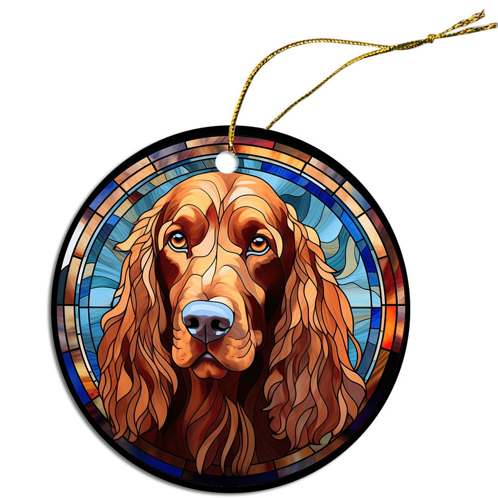 Dog Breed Christmas Ornament Stained Glass Style, 