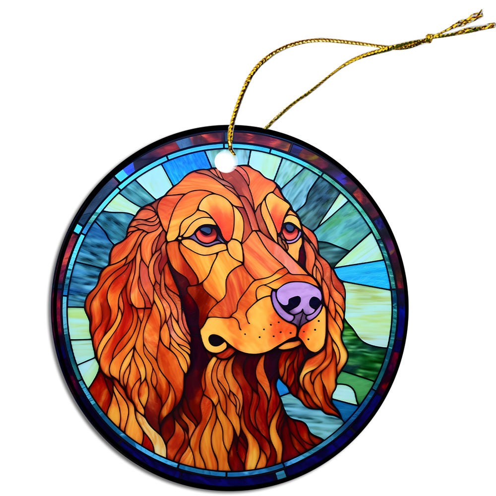 Dog Breed Christmas Ornament Stained Glass Style, 