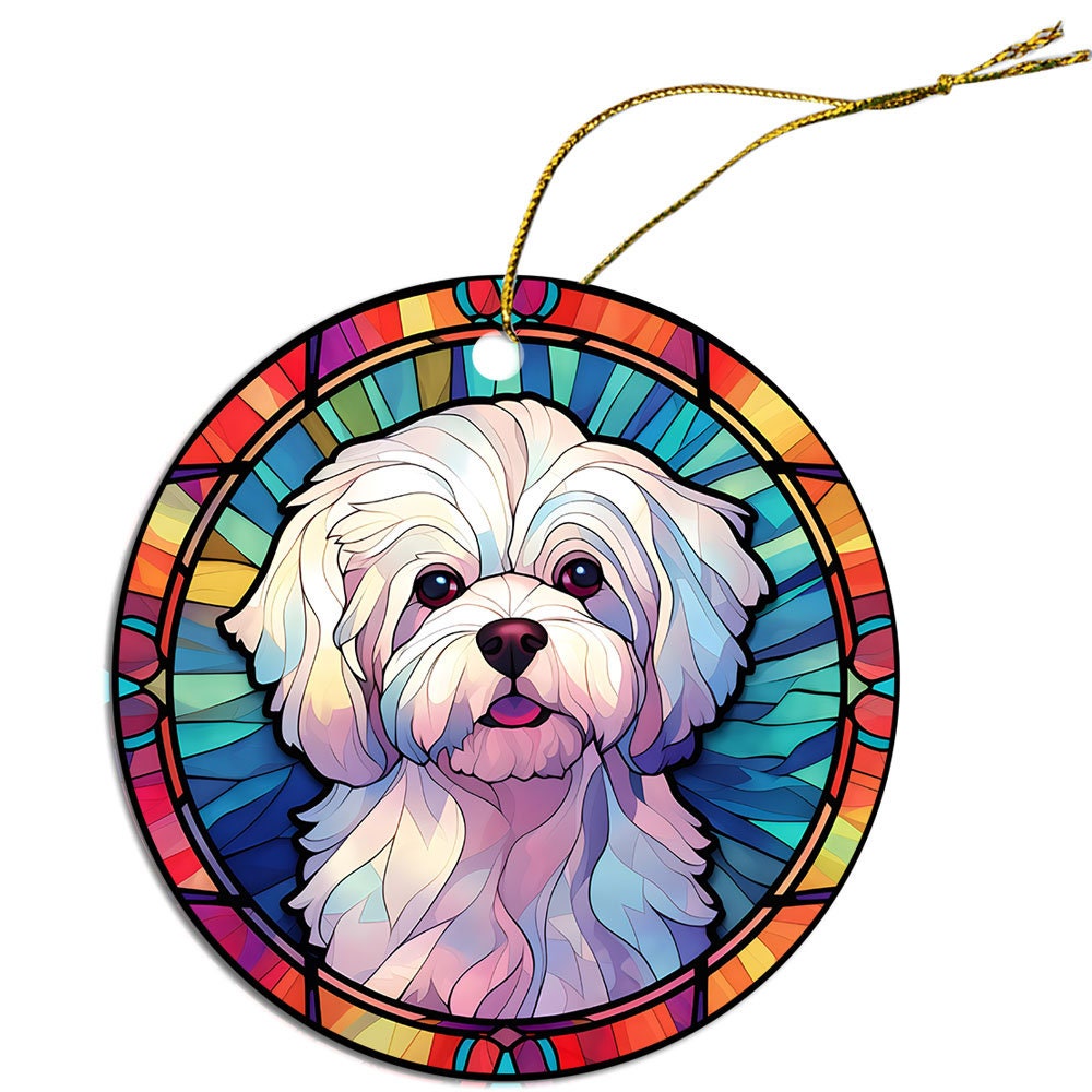 Dog Breed Christmas Ornament Stained Glass Style, 