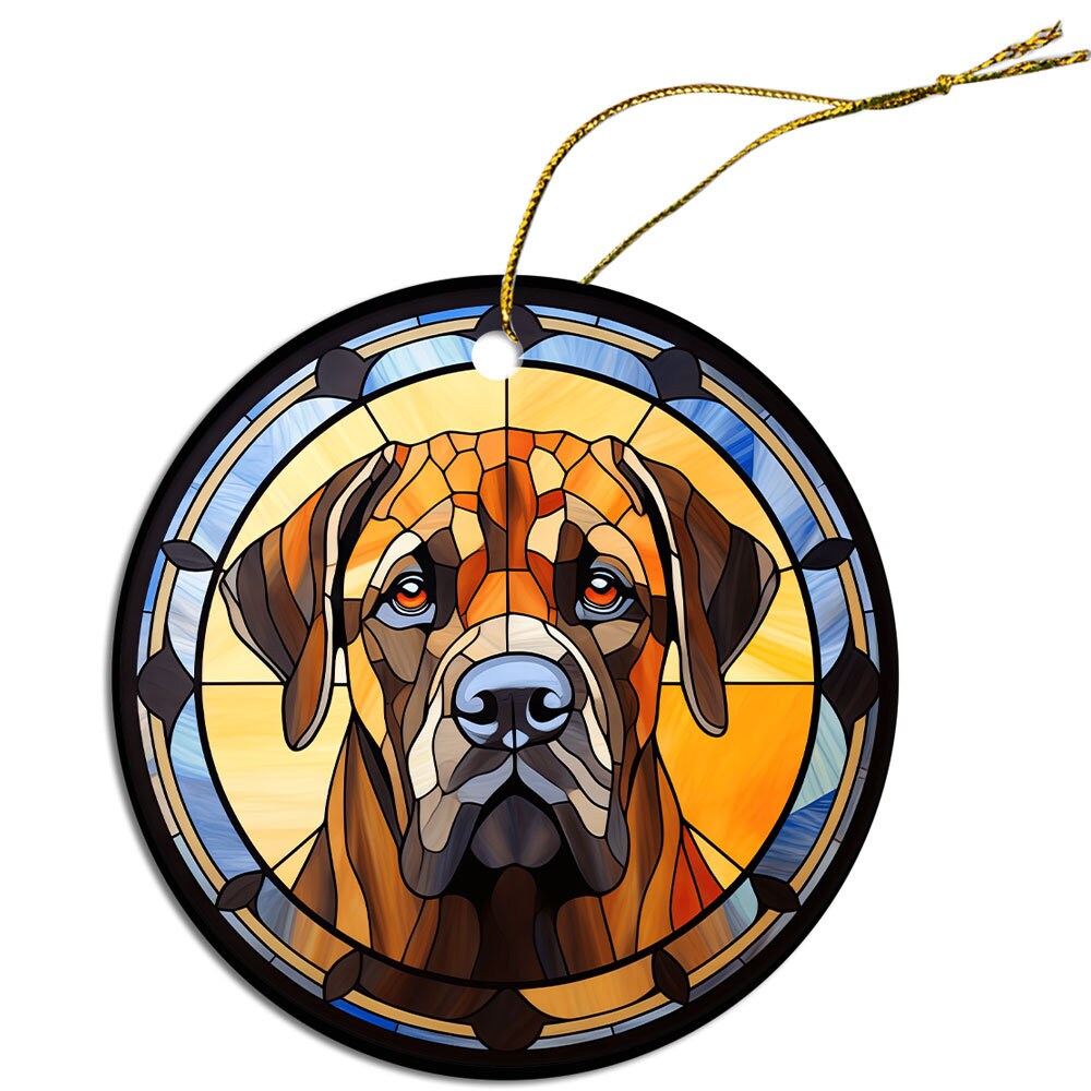 Dog Breed Christmas Ornament Stained Glass Style, 