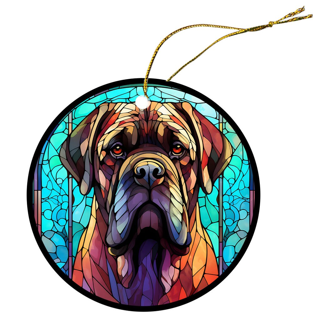 Dog Breed Christmas Ornament Stained Glass Style, 