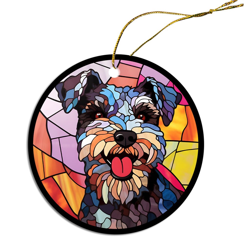 Dog Breed Christmas Ornament Stained Glass Style, 